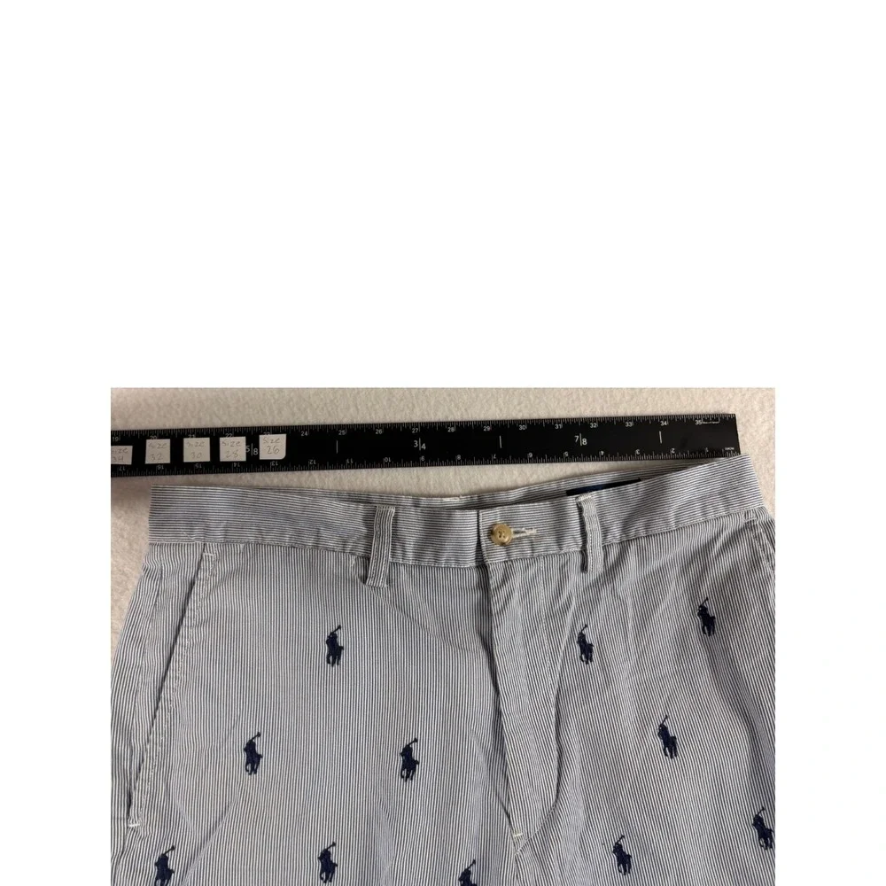 Polo Ralph Lauren Chino Shorts Mens 33x20 Gray‎ Pinstripe Embroidered Pony Logo